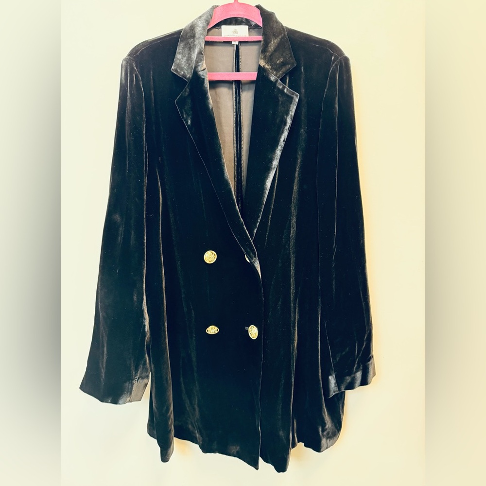 Charlotta Gandolfo Velvet Blazer with Gold Buttons, size 12-14